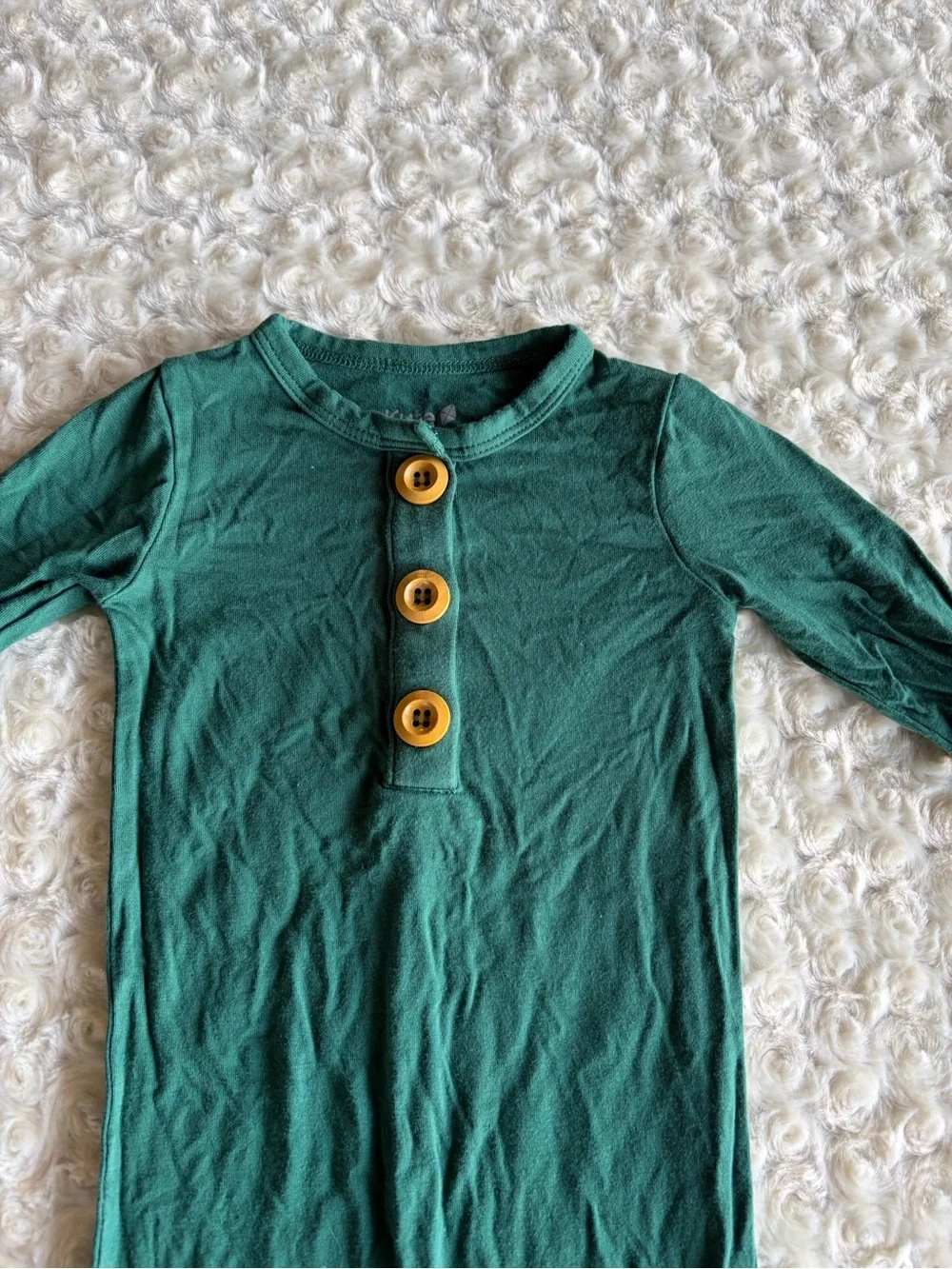 Long Green Button-Front Kids Sleeping Gown